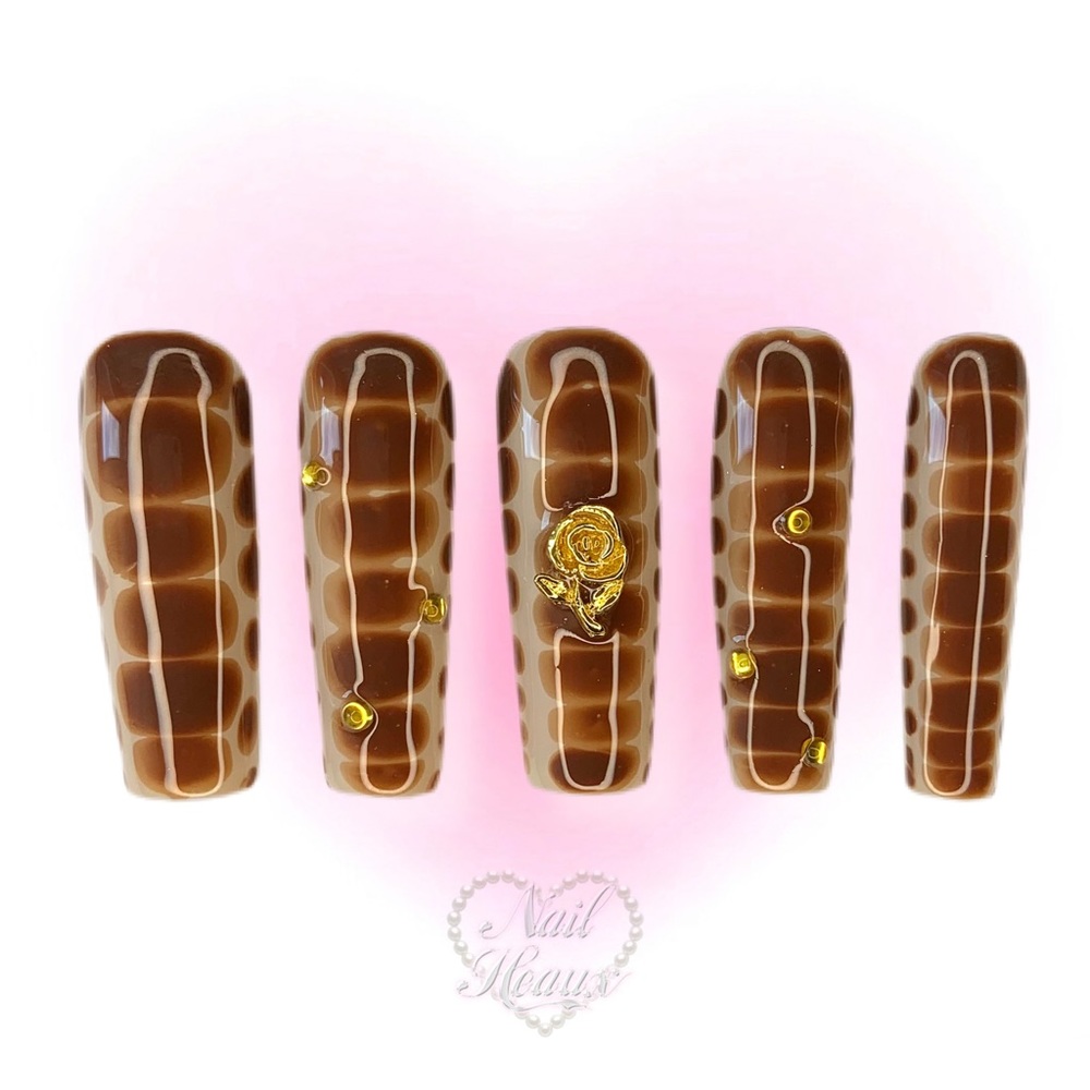🐊🤎BROWN CROC PRESS ON NAILS🤎🐊
